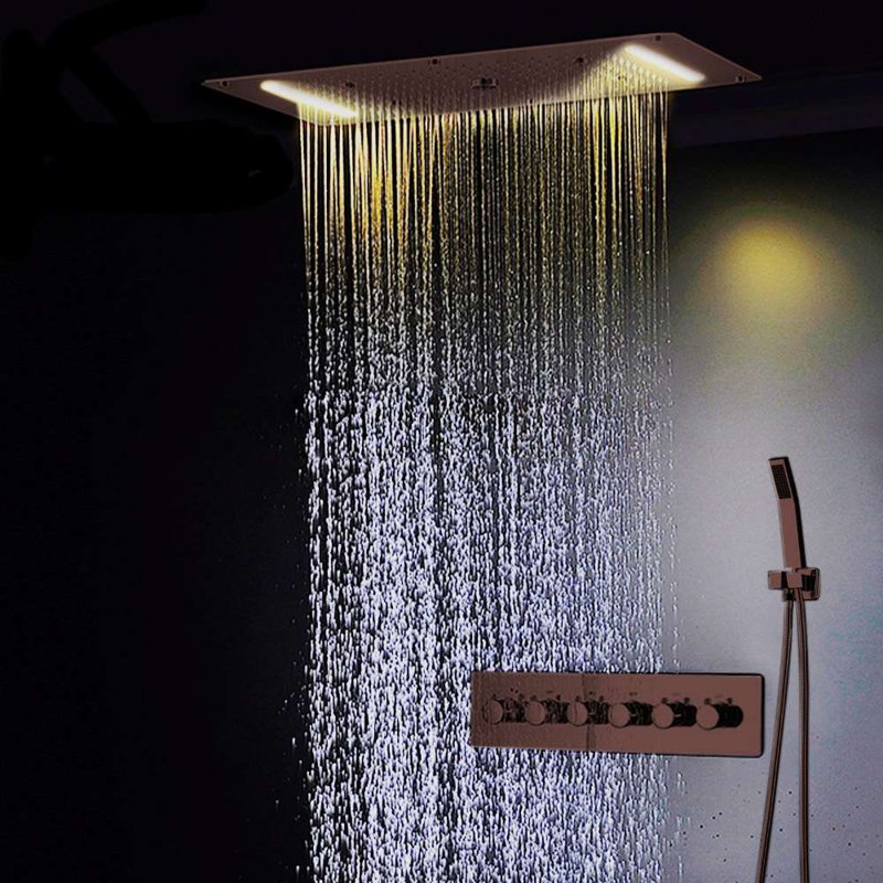 Wide Ceiling Rainfall Shower System Designed for Ultimate Relaxation