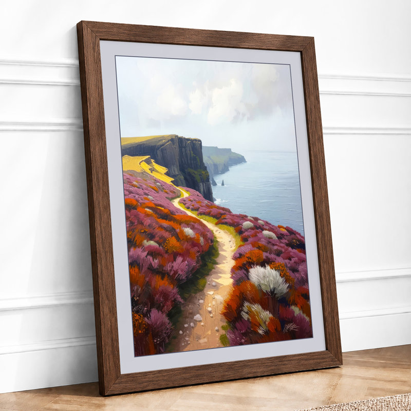 Path to Cliffs Coastal - Framed Print, Walnut, A3 - 42.0 x 29.7 cm