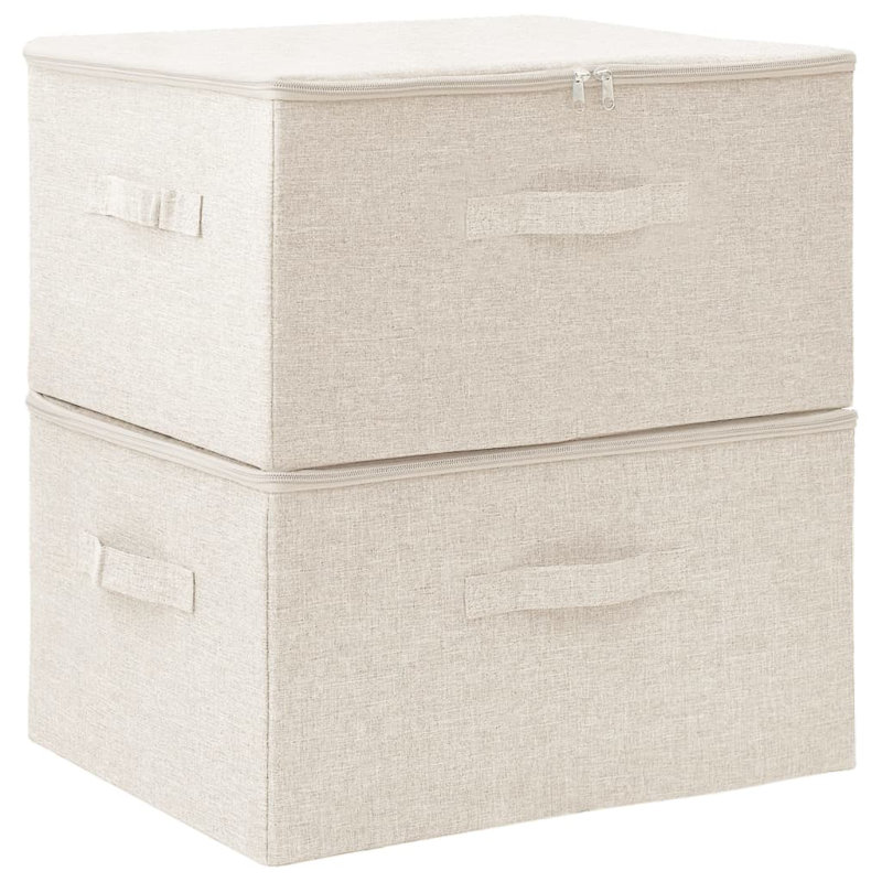 vidaXL Storage Box Polyester Medium Foldable, White