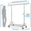 Heavy Duty Clothes Rail 238kg (525lbs) Capacity, Extendable Hanging Rack with Lockable Wheels & Shelves-464604420