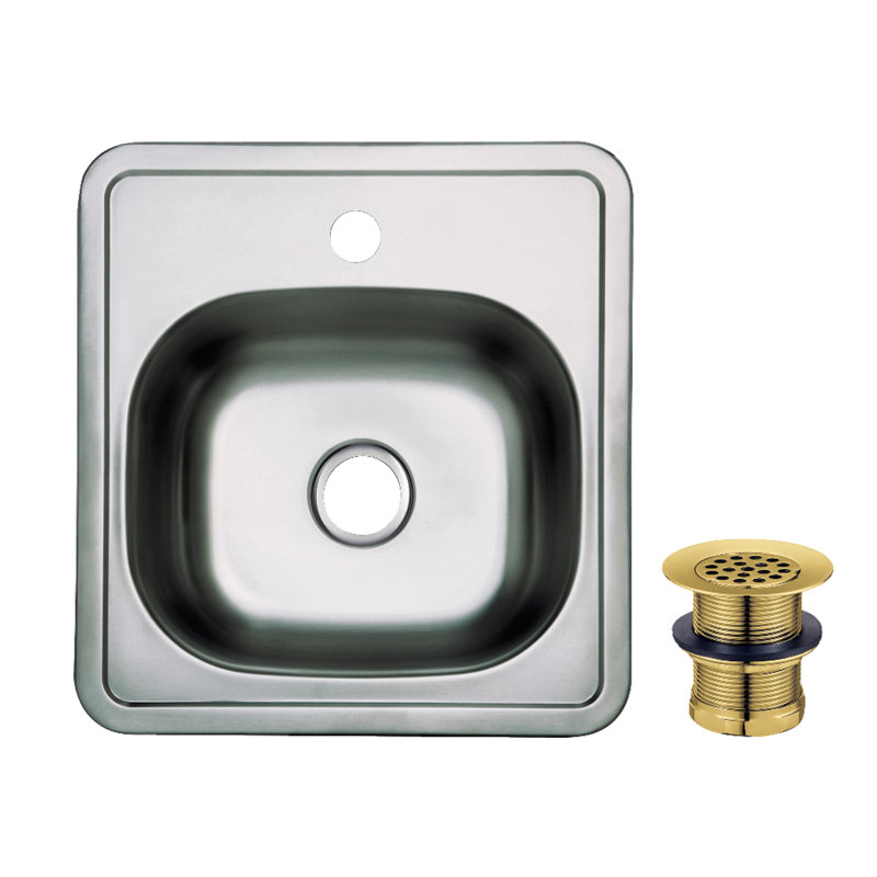 Kingston Brass Studio 15-Inch Stainless Steel Self-Rimming Single Bowl Drop-In Bar Prep Sink With Drain And Strainer, null