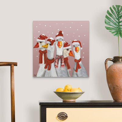 «Christmas Gaggle of Geese», reproduction d'art sur toile