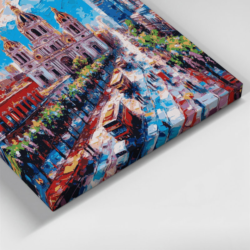 Art mural sur toile gris avec cités, Mexico, H 11 po x l 14 po