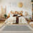 Non-Slip Bordered Area Rug For Living Room, Hallway Runner, Entryway Rug, Gray