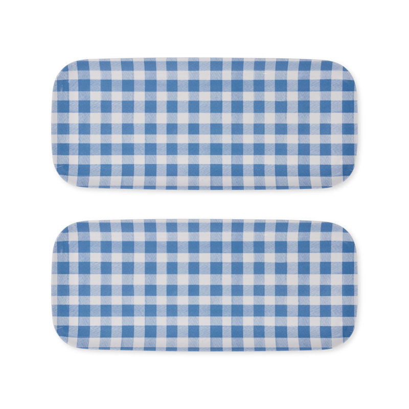 2-Piece Gingham 15" Tray, Blue