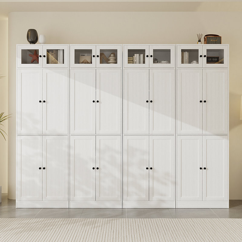 86.7'' H X 94.48'' W Book Cabinet Storage Bookcase Set, White