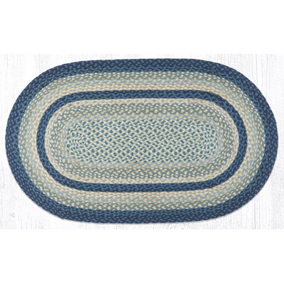 Breezy Blue/Taupe/Ivory Braided Area Rug