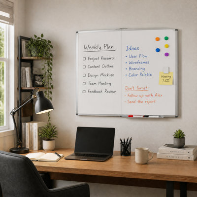 Wall‑Mounted Magnetic Dry‑Erase Whiteboard, Heavy‑Duty Large Writing Board for Home Study, Office Workspace and Classroom Teaching