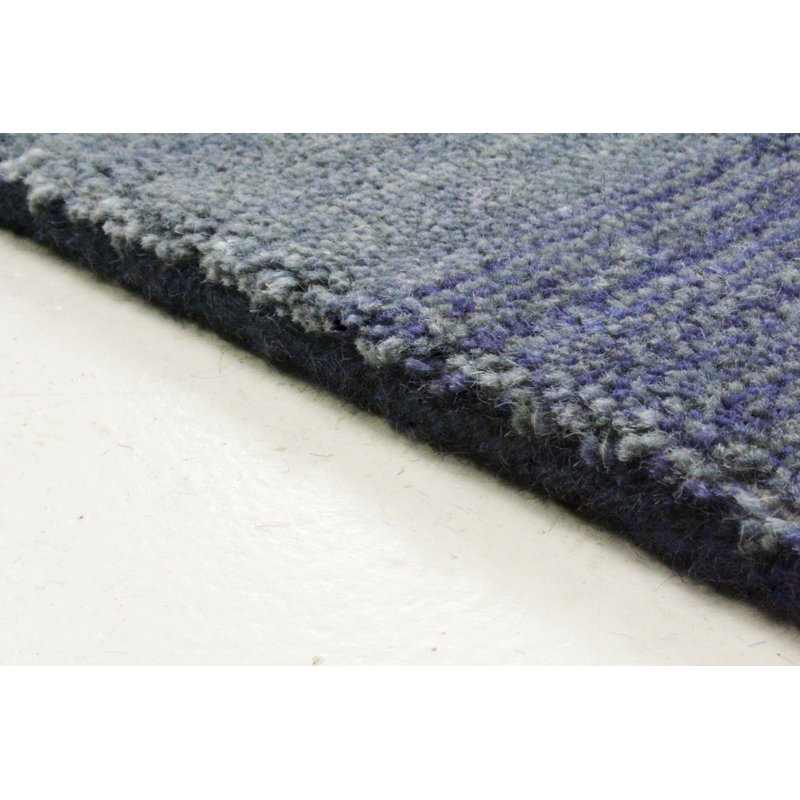 Handmade Blue Wool Tufted Stripe Rectangular Area Rug 5' x 7'