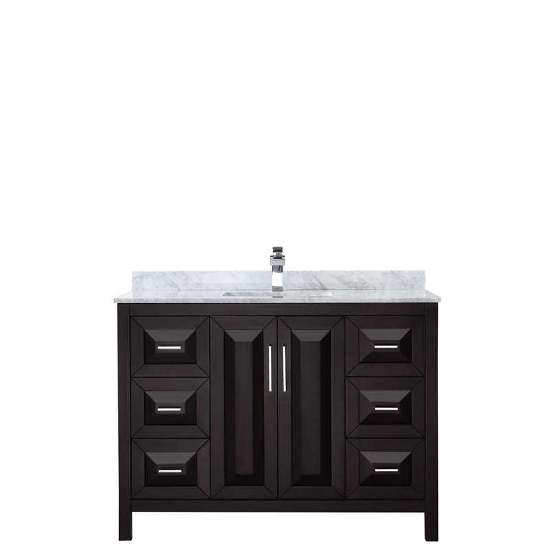 Daria 48'' W Single Vanity, Polished Chrome, White Cultured Marble, Dark Espresso