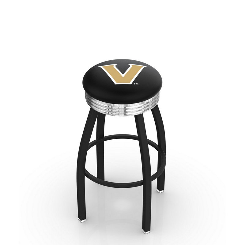 Tabouret de bar Logo Series, Tabouret de bar d'une hauteur de siège de 30 po, Chrome soudé solide, Université Vanderbilt