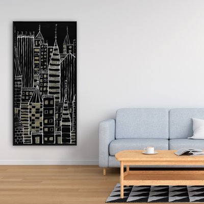 Illustrative ville sombre - décor de bureau en toile encadrée | Home Art