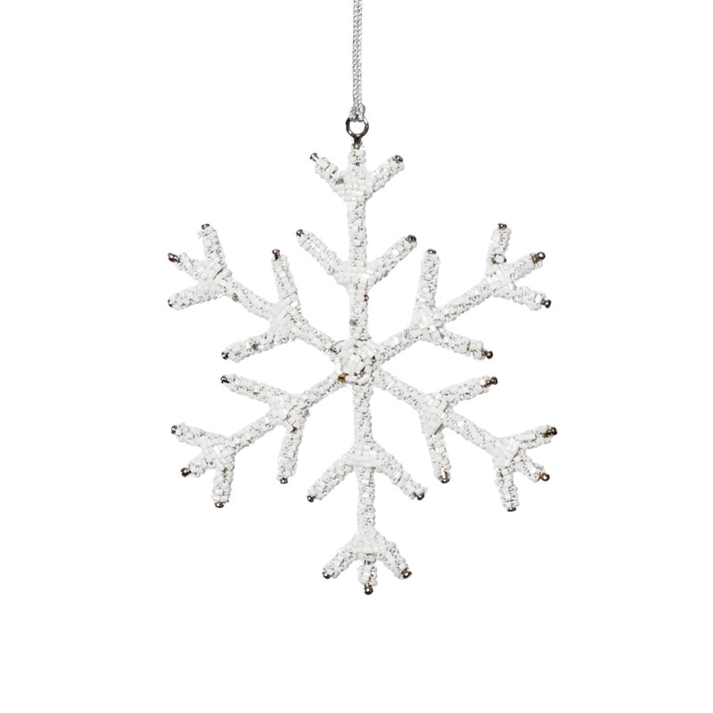 Ensemble de 12 décorations de Noël en forme de flocons de neige suspendus, H 6 po x l 6 po x P 0,25 po, Blanc