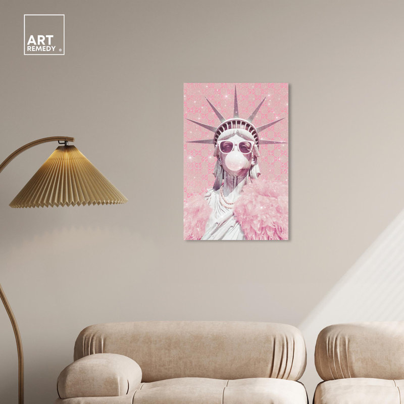 Statue de Glam, art mural rose sur toile par Art Remedy, Toile tendue, H 30 po x l 20 po