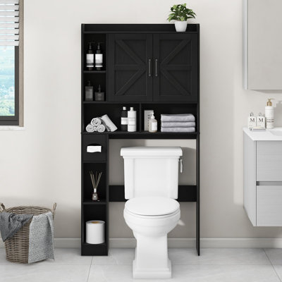 Farmhouse Storage Cabinet Over Toilet With 2 Barn Door