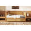 Lit de jour en rotin de style traditionnel en noyer antique avec lit gigogne pleine grandeur, peu encombrant et peu d'amis-1992167768