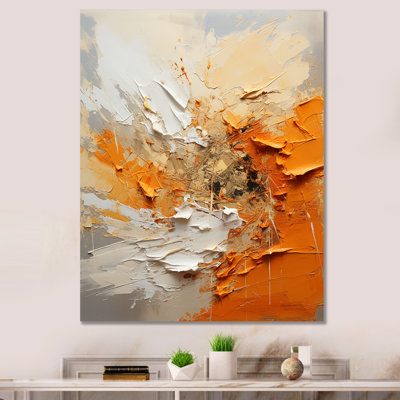 Orange and beige Echoes of modern shapes I - Abstract Painting Wall Decor