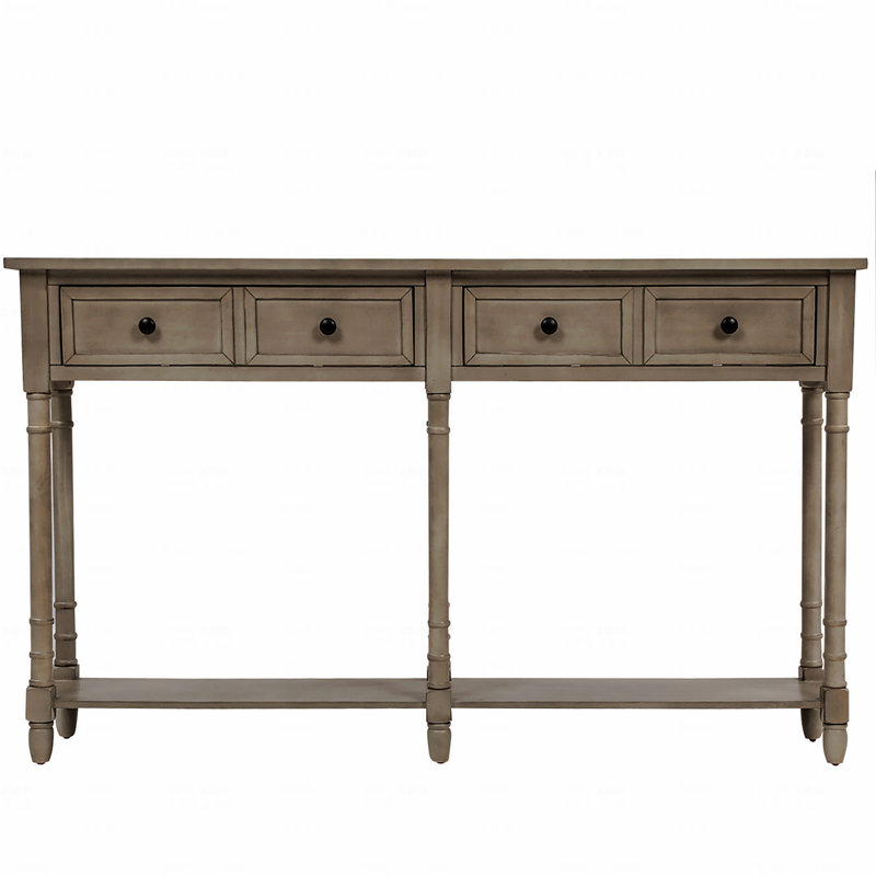 Canapé console, facile à assembler avec deux tiroirs de rangement et une tablette inférieure pour le salon, le vestibule