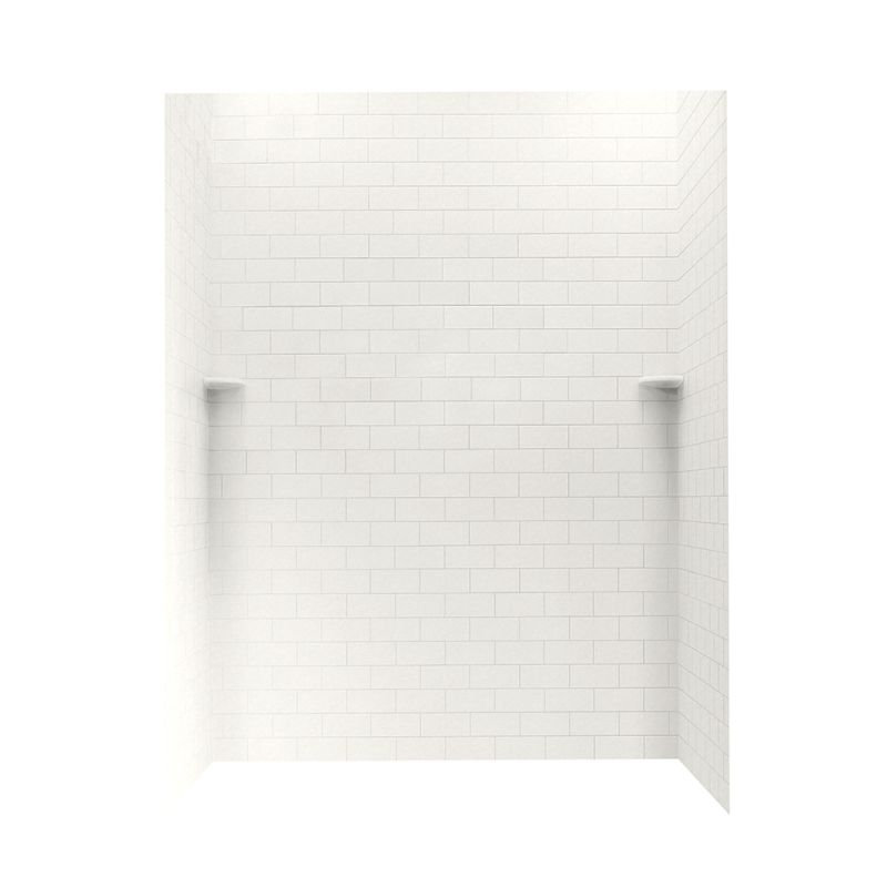 Solid Surface Three Panel Shower Wall, Glacier, 72" H x 62" W x 36" D