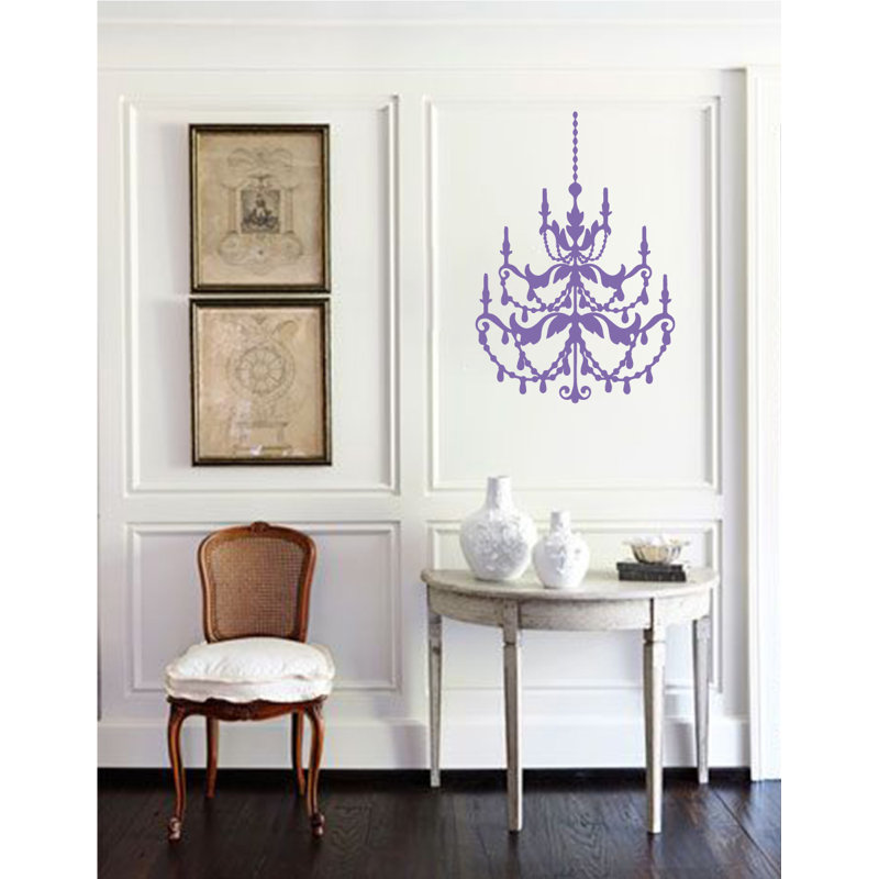 Décalcomanie murale lustre française, H 48 po x l 33 po x P 0,01 po, Lavande