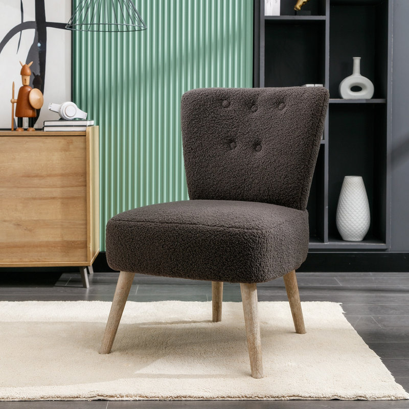 Chaise d'appoint capitonnée Kynslee, Polyester gris foncé