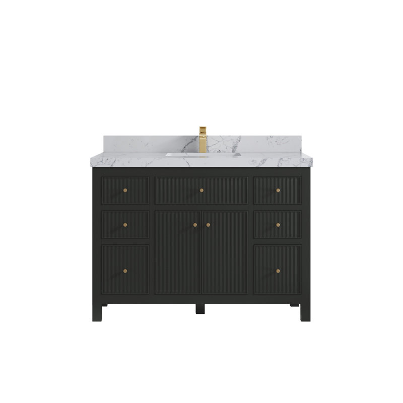 Sonoma 48 In. W X 22 In. D Single Sink Bathroom Vanity In Blacktop With 2 In. Venatino Quartz