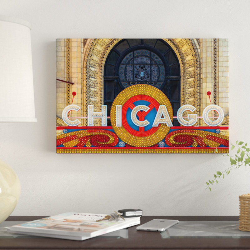 « chicago theater sign ii », art textuel sur toile, H 18 po x l 26 po x P 1,5 po