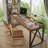 Nut-brown + Black Rectangular Solid Wood + Iron desk-104939518