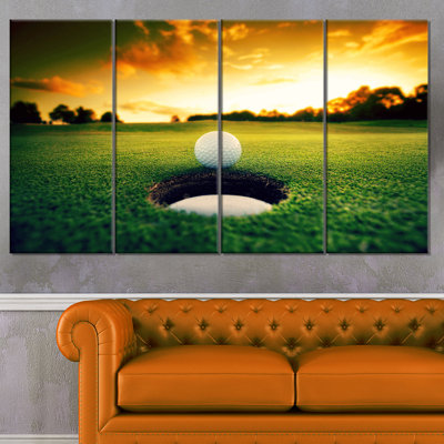 " Golf Ball Near Hole " 4 Piece Art Color Photography Print