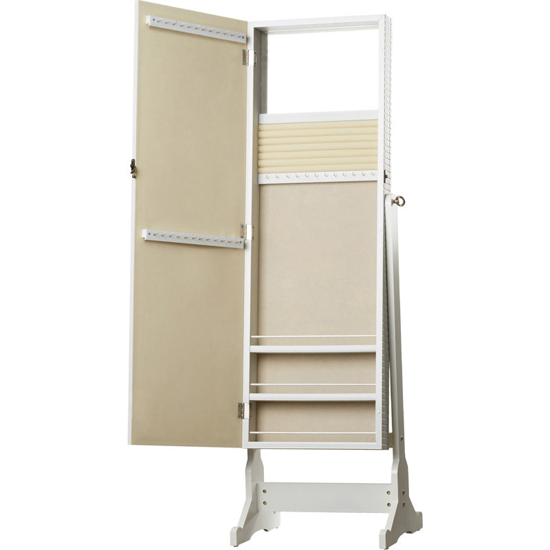 Dannaka Floor Mirror with Shelves, White
