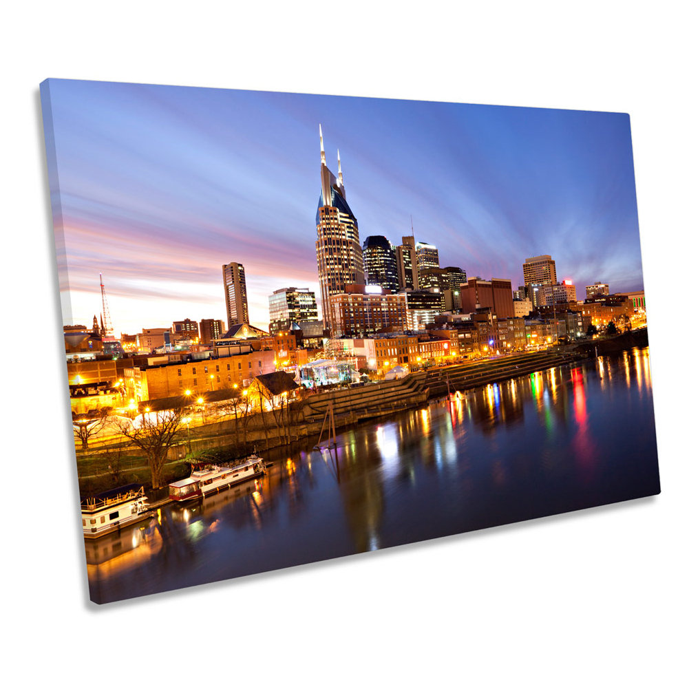 X1345 Nashville City Skyline Tennessee - Wrapped Canvas Print