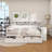 Wooden Full Size Daybed With Storage Shelves, Multi-Functional Bed With Two Storage Drawers And Study Desk, Antique White-110702349-110702350