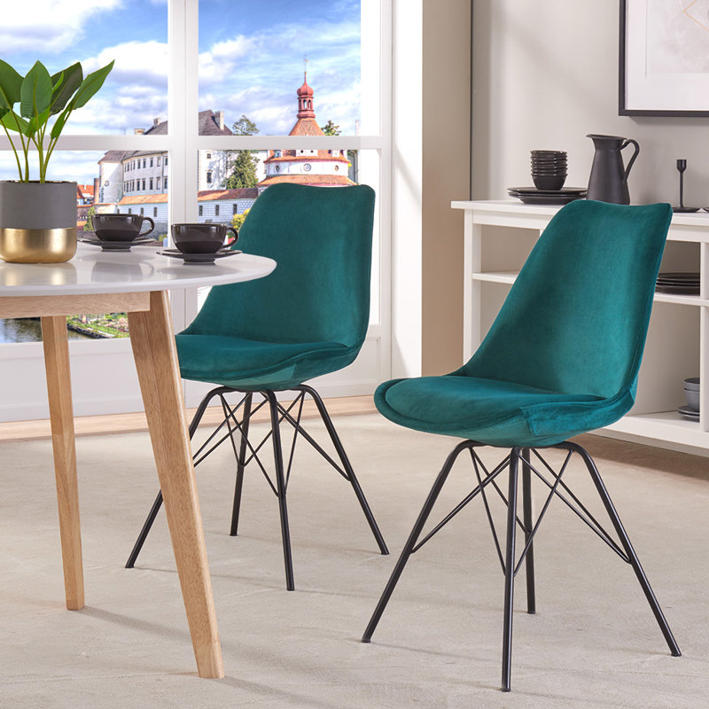 Chaise d’appoint rembourrée en velours Sigrid, Atrovirens