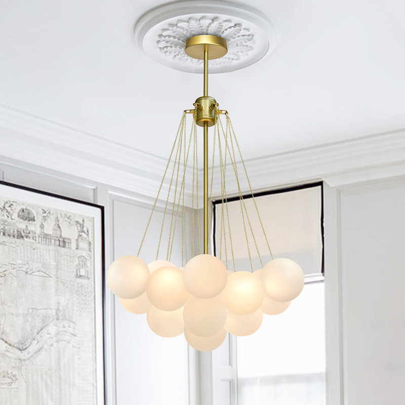Aniston 3-Light Glass Globe Bubble Chandelier, Gold, 98cm H x 39.87cm W x 39.87cm D