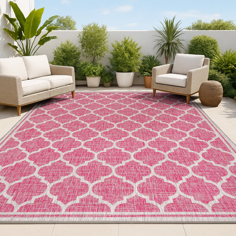 Tapis d'intérieur / extérieur gris treillis Trebol, Rectangle 7 pi 9 po x 10 pi
