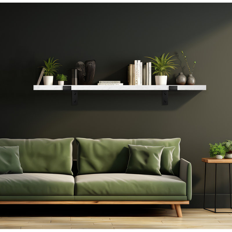 Tablette en bois de peuplier massif, H 1 po x l 48 po x P 4,5 po, White
