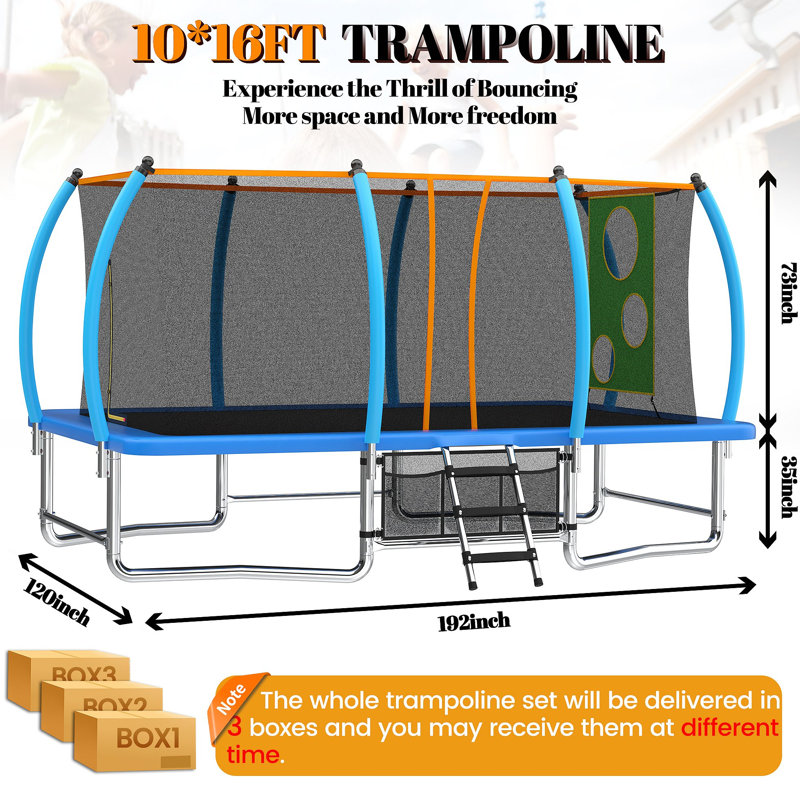Longue trampoline rectangulaire extérieure pour enfants adultes