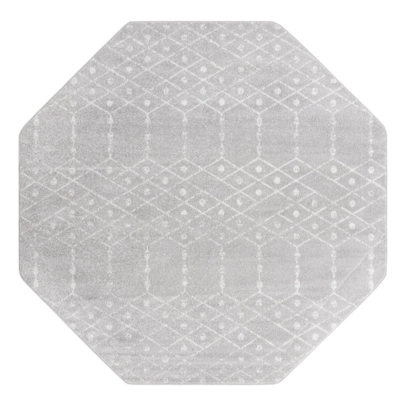Tapis gris clair Karg, Octogone 7 pi 10 po x 7 pi 10 po