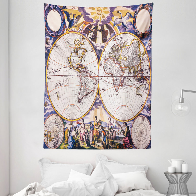 Tapisserie polyester monde, H 80 po x l 60 po