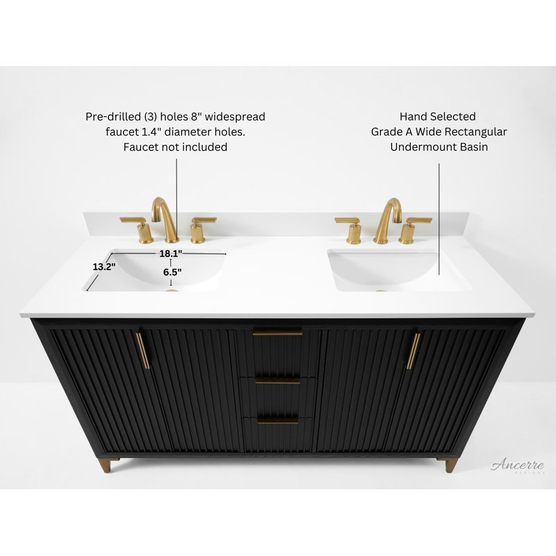 Turlington Freestanding Standard Bathroom Vanity with Top, Black Oak, 60"