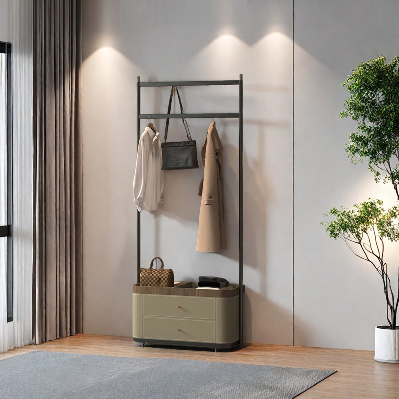 Elegant Coat Rack with Saddle Leather