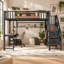 Lit mezzanine multifonctionnel en métal robuste Benedict avec bureau, escalier de rangement, tiroirs, lumière DEL et chargement USB, idéal pour les adolescents et peu encombrants.-1585472821-1585472822