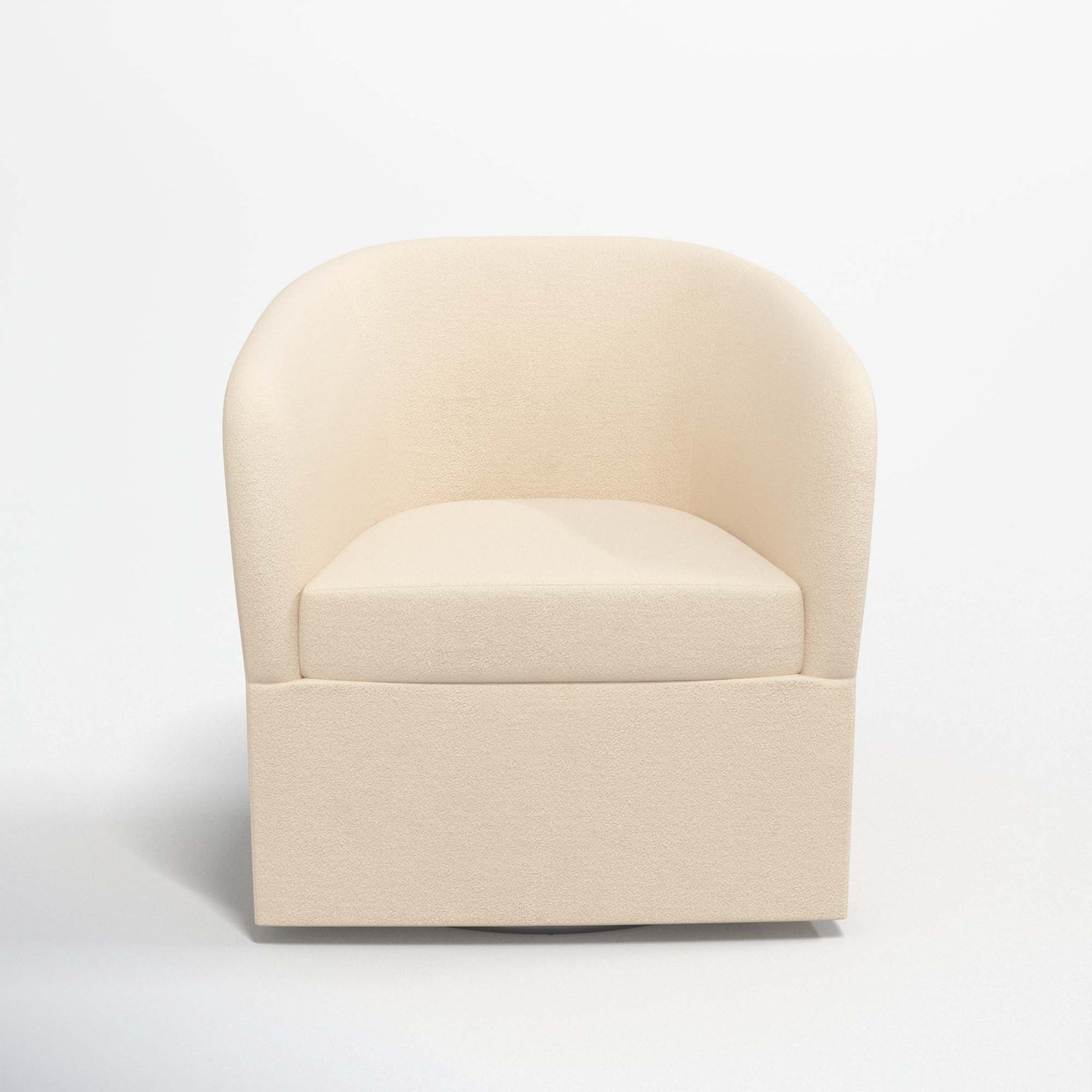 Lesia Upholstered Swivel Barrel Chair, Classic Pearl Performance Velvet