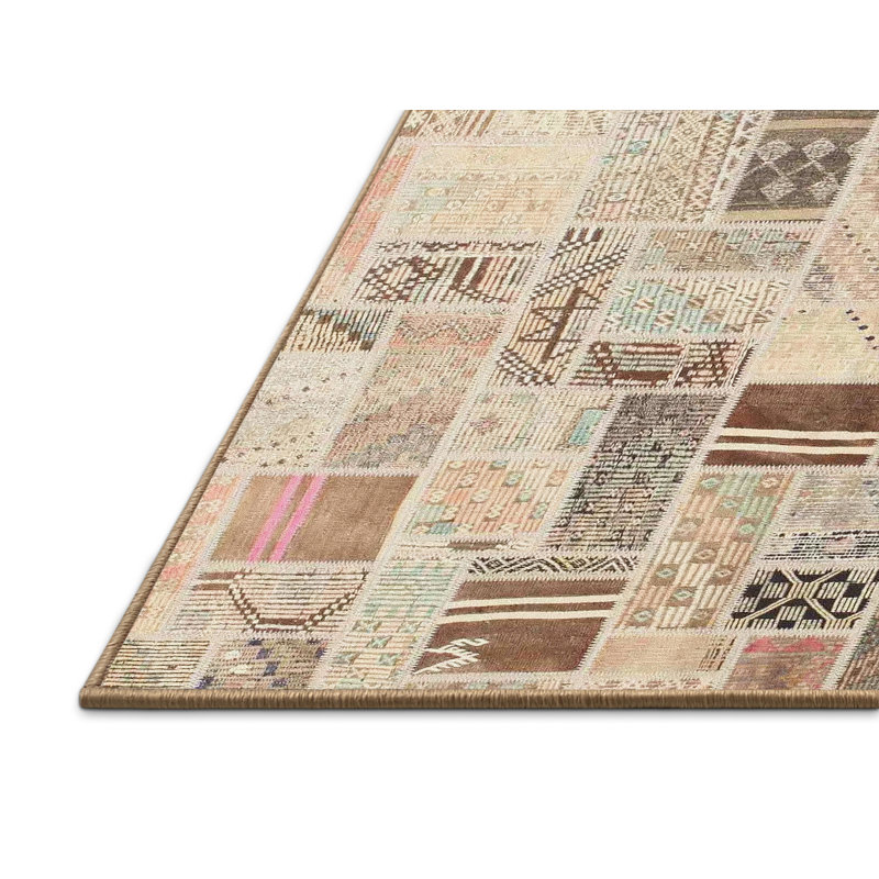 Tapis brun/vert/gris zone contemporaine, Rectangle 5 pi x 7 pi