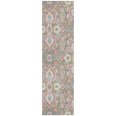 Machine Washable Indoor/Outdoor Husby ACN2207 Bohemian Rug