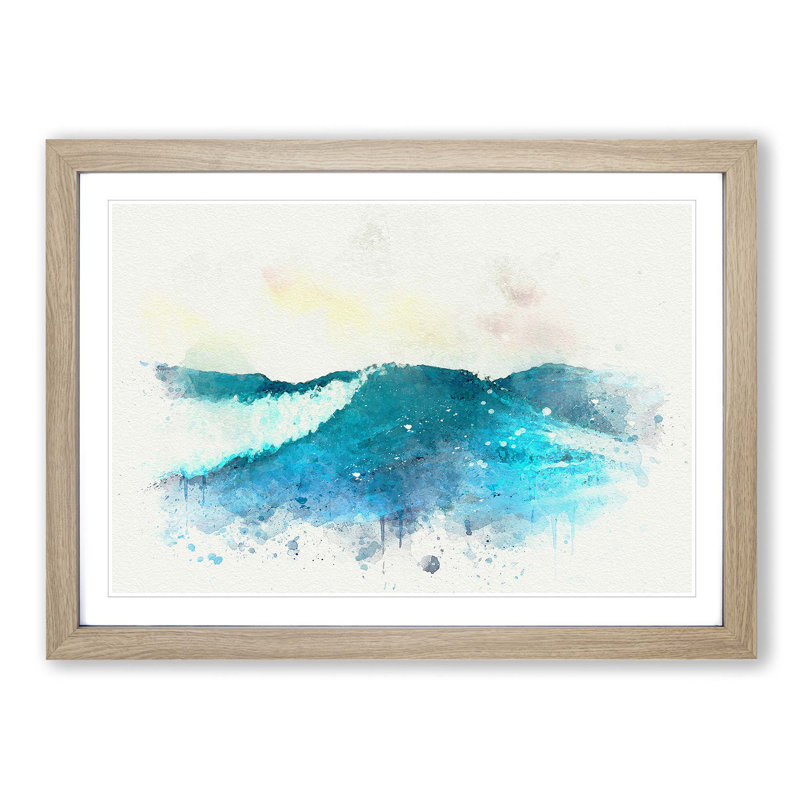Rolling Ocean Waves in Abstract - Picture Frame Graphic Art Print, Oak, 35cm H x 50cm W x 2cm D