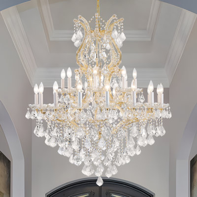 Humnah 24-Light Crystal Dimmable Tiered Chandelier