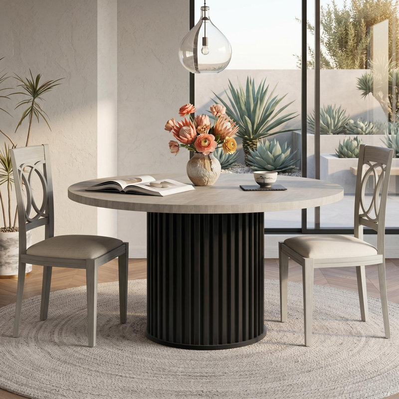 Walnut Dining Table, Black/Grey