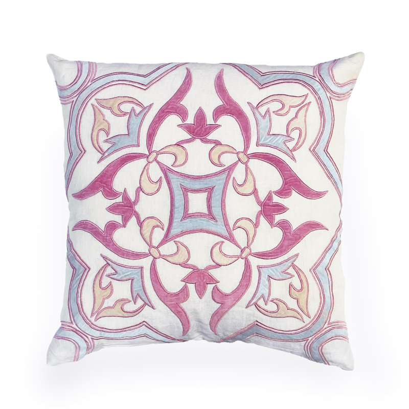 Verano Embroidered Linen Throw Pillow