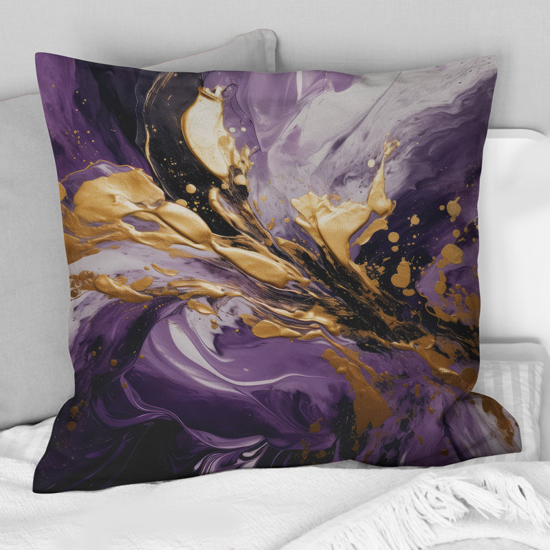 Mauve et or liquide Magic II - coussin imprimé, H 18 po x l 18 po, Carré